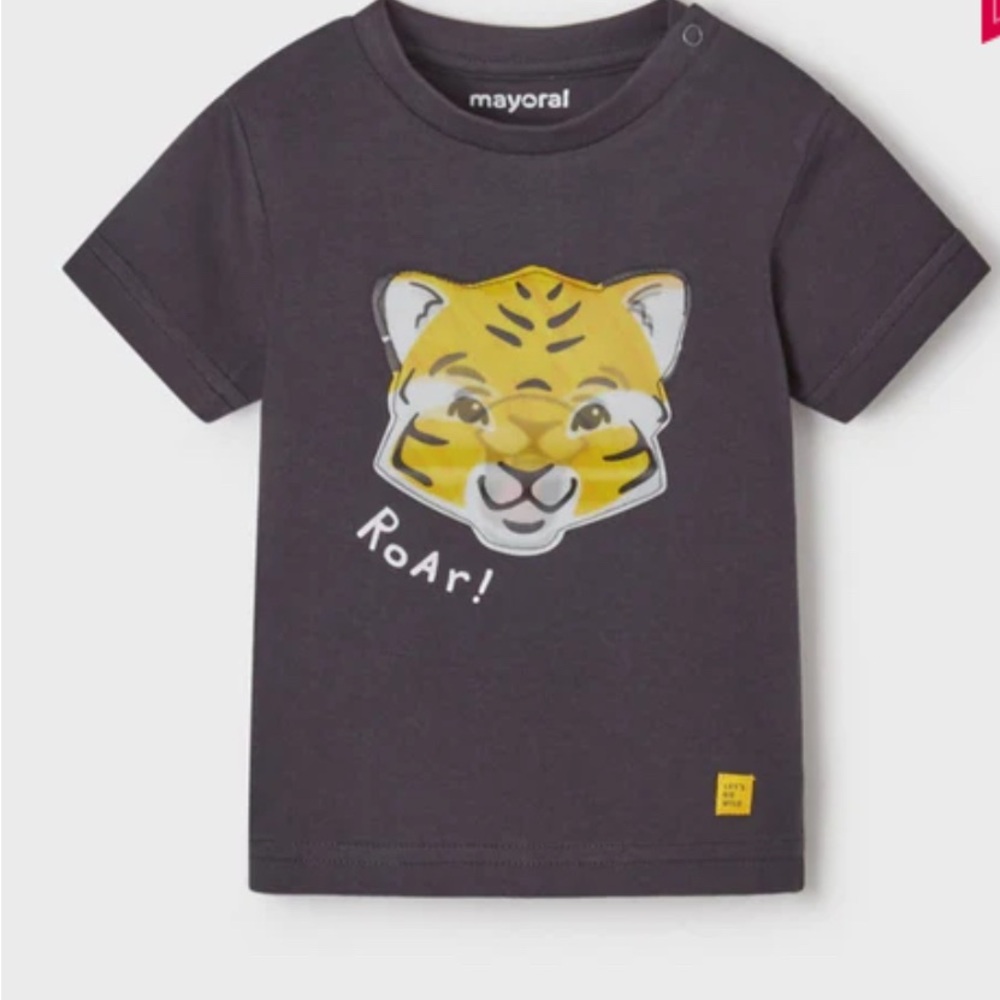 Mayoral Kids Tiger Graphic T-Shirt - Gray